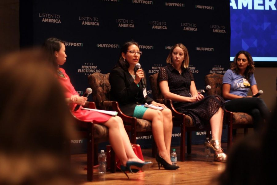 Huffington Post reporter Elise Foley, immigration attorney Dulce Garcia, UCSD professor Tom Wong and VOSD reporter Maya Srikrishnan