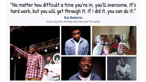Photographs and quote from mental health advocate Kai Roberts