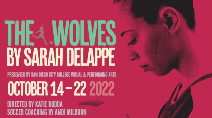 Red, Green and Yellow poster advertises the play "The Wolves"