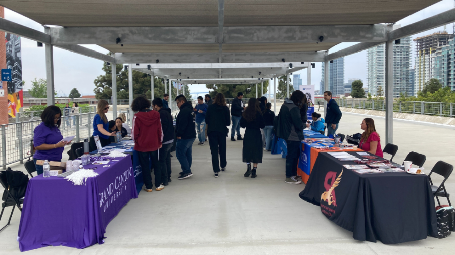 Students walk the fair