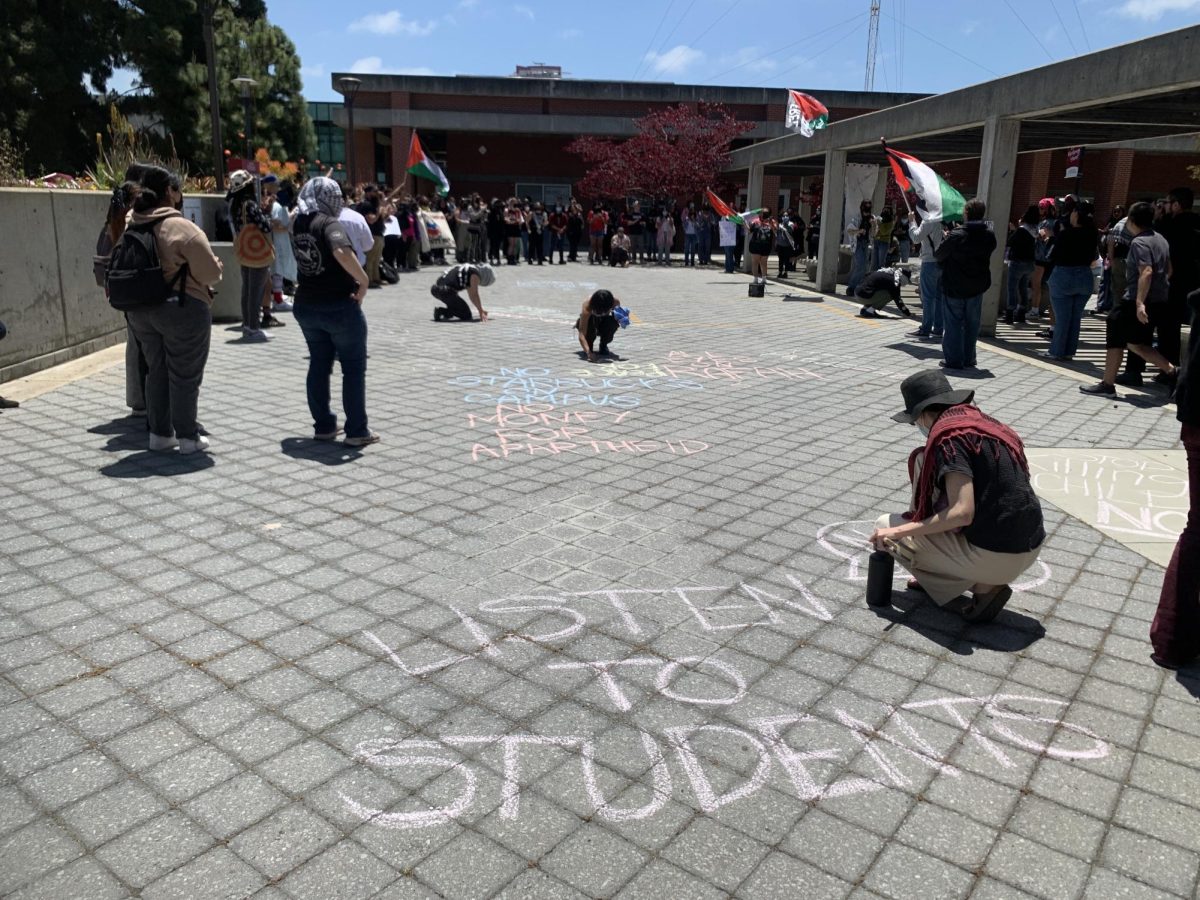 Approximately 100 protestors marched in solidarity with the people of Palestine